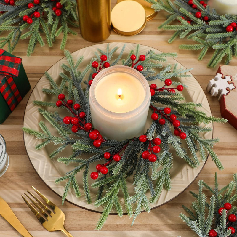 Poinsettia candle rings sales